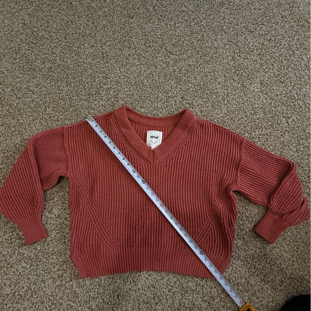 Aerie V-Neck Sweater rust pink